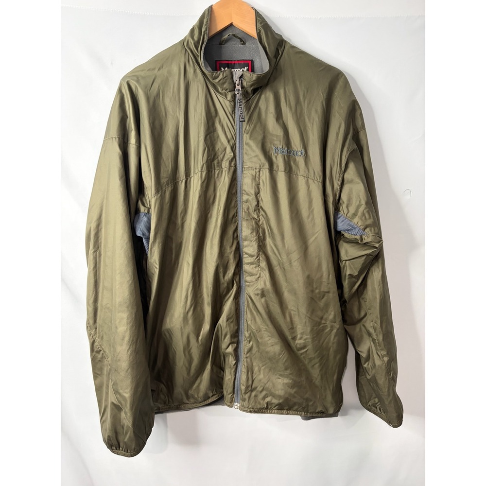 Marmot Driclime Windshirt Jacket Mens Large Olive Green Full Zip Fleece Lined